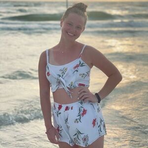Hollister Floral Print White Two-Piece Set